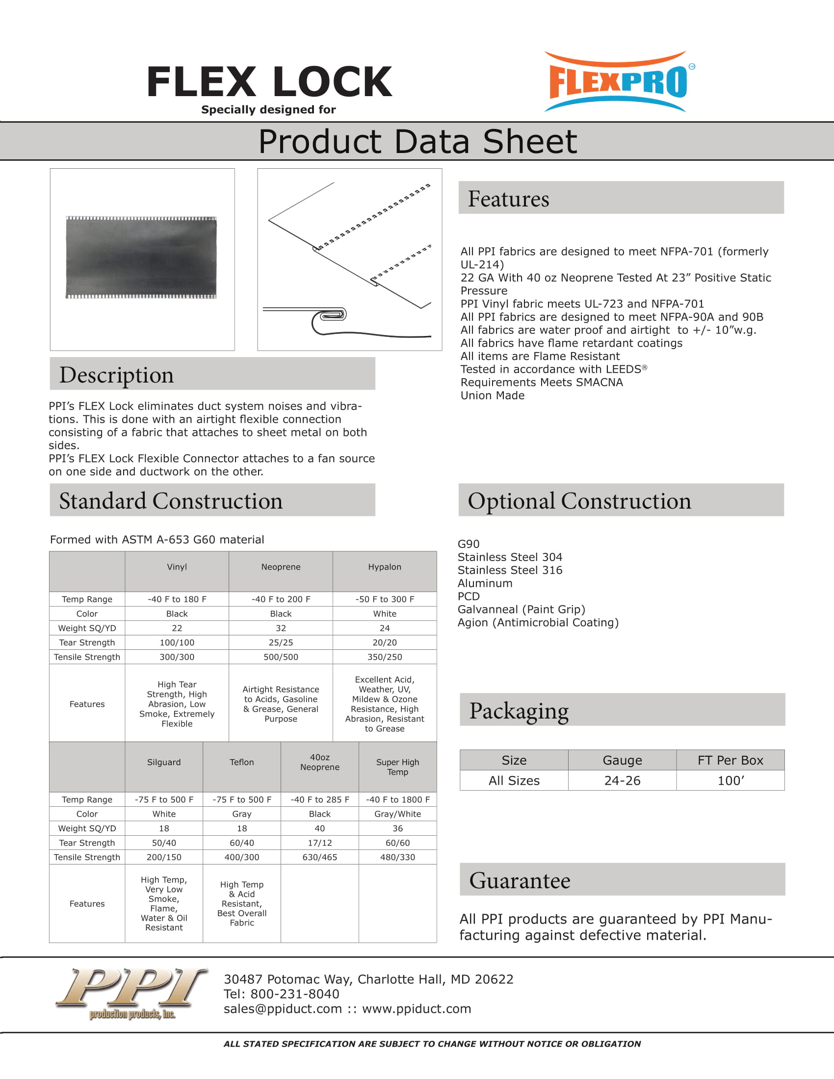 PPI Flex Lock Data Sheet